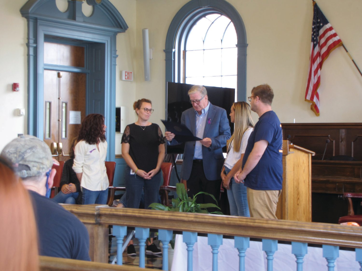 FROM THE CITY:  Mayor Ken Hopkins presents a citation from the city to representatives of Anchor Recovery during last week’s Recovery Month event.